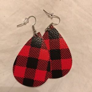 Buffalo plaid “leather” earrings